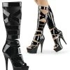 Pleaser DELIGHT-600-49 Blk Str Pat/Blk Knee High Boots Pole Shoes