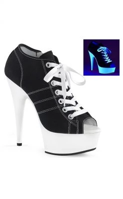 Pleaser Pole Shoes DELIGHT-600SK-01 Black Canvas Heels