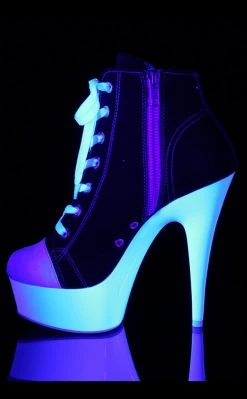 Pleaser DELIGHT-600SK-02 Black Canvas Heels