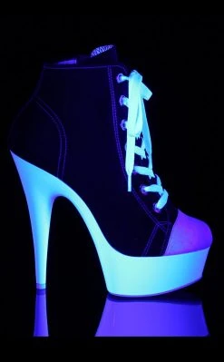 Pleaser DELIGHT-600SK-02 Black Canvas Heels