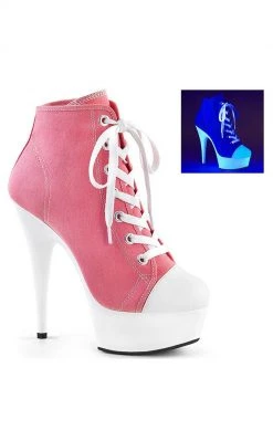 Pleaser DELIGHT-600SK-02 Pink Canvas Heels