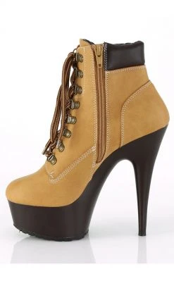 Pleaser Pole Shoes DELIGHT-600TL-02 Tan Nubuck Faux Leather Ankle Boots