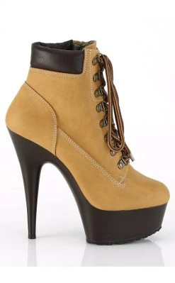 Pleaser Pole Shoes DELIGHT-600TL-02 Tan Nubuck Faux Leather Ankle Boots