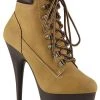 Pleaser Pole Shoes DELIGHT-600TL-02 Tan Nubuck Faux Leather Ankle Boots