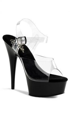 Pleaser DELIGHT-608 Clear & Black Heels