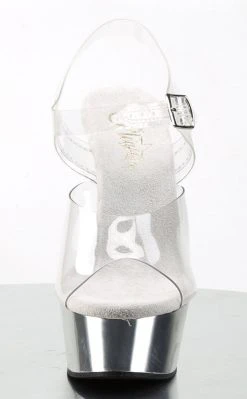 Pleaser Pole Shoes DELIGHT-608 Clear & Silver Chrome Heels