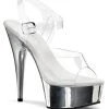 Pleaser Pole Shoes DELIGHT-608 Clear & Silver Chrome Heels