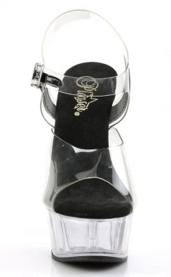 Pleaser DELIGHT-608 Clear With Black Heels Pole Shoes