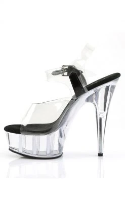 Pleaser DELIGHT-608 Clear With Black Heels Pole Shoes