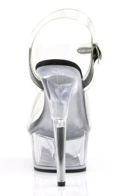 Pleaser DELIGHT-608 Clear With Black Heels Pole Shoes