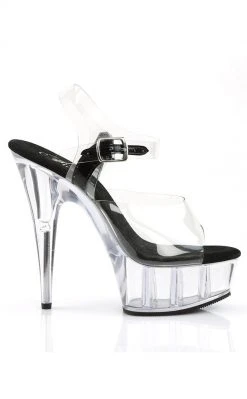 Pleaser DELIGHT-608 Clear With Black Heels Pole Shoes