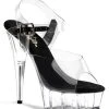 Pleaser DELIGHT-608 Clear With Black Heels Pole Shoes