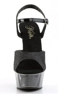 Pleaser DELIGHT-609-5G Black Glitter Heels Pole Shoes