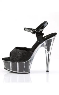 Pleaser DELIGHT-609-5G Black Glitter Heels Pole Shoes