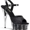 Pleaser DELIGHT-609-5G Black Glitter Heels Pole Shoes