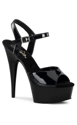 Pleaser DELIGHT-609 Black Patent Heels Pole Shoes
