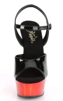 Pleaser Pole Shoes DELIGHT-609 Black Red Chrome Heels