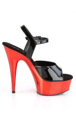 Pleaser Pole Shoes DELIGHT-609 Black Red Chrome Heels