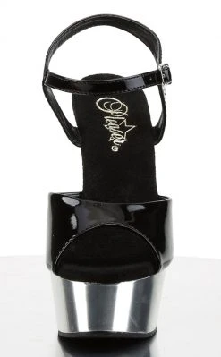 Pleaser Pole Shoes DELIGHT-609 Blk/Slv Chrome Heels