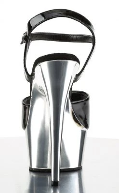 Pleaser Pole Shoes DELIGHT-609 Blk/Slv Chrome Heels