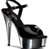 Pleaser Pole Shoes DELIGHT-609 Blk/Slv Chrome Heels