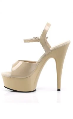 Pleaser DELIGHT-609 Cream Patent Heels Pole Shoes