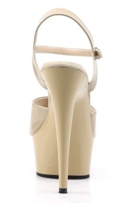 Pleaser DELIGHT-609 Cream Patent Heels Pole Shoes