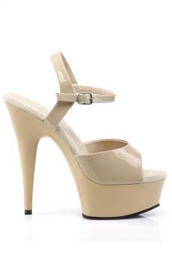 Pleaser DELIGHT-609 Cream Patent Heels Pole Shoes