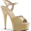 Pleaser DELIGHT-609 Cream Patent Heels Pole Shoes