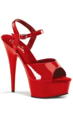 Pleaser DELIGHT-609 Red Pat/Red Heels