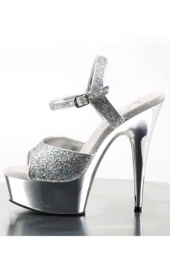 Pleaser DELIGHT-609G Slv Multi Gltr/Slv Chrome Heels