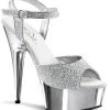 Pleaser DELIGHT-609G Slv Multi Gltr/Slv Chrome Heels