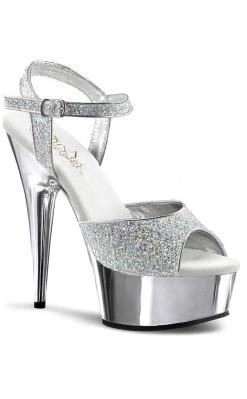 Pleaser DELIGHT-609G Slv Multi Gltr/Slv Chrome Heels