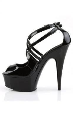 Pleaser Pole Shoes DELIGHT-612 Black Patent Heels