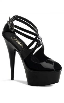 Pleaser Pole Shoes DELIGHT-612 Black Patent Heels