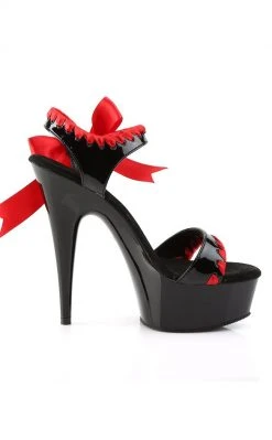 Pleaser DELIGHT-615 Blk-Red/Blk Heels