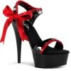 Pleaser DELIGHT-615 Blk-Red/Blk Heels