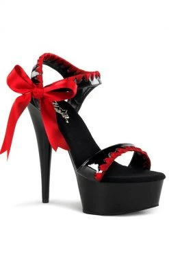 Pleaser DELIGHT-615 Blk-Red/Blk Heels