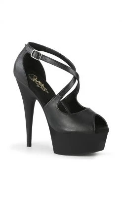 Pleaser DELIGHT-621 Strappy Black Heels Pole Shoes