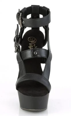 Pleaser DELIGHT-637 Black Matte Gladiator Heels
