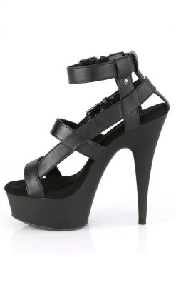 Pleaser DELIGHT-637 Black Matte Gladiator Heels