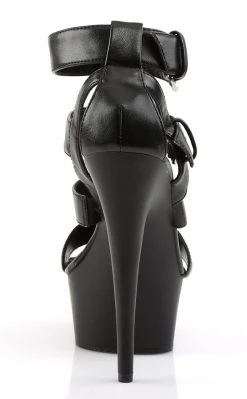 Pleaser DELIGHT-658 Black Faux Leather Heels Pole Shoes
