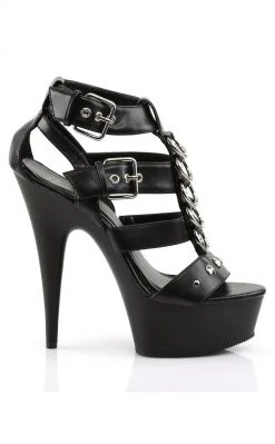 Pleaser DELIGHT-658 Black Faux Leather Heels Pole Shoes