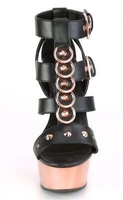 Pleaser DELIGHT-658 Black & Rose Gold Chrome Heels Pole Shoes 8 Pleaser DELIGHT-658 Black & Rose Gold Chrome Heels Pole Shoes