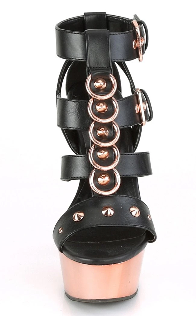 Pleaser DELIGHT-658 Black & Rose Gold Chrome Heels Pole Shoes 4 Pleaser DELIGHT-658 Black & Rose Gold Chrome Heels Pole Shoes