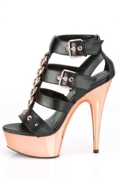 Pleaser DELIGHT-658 Black & Rose Gold Chrome Heels Pole Shoes 9 Pleaser DELIGHT-658 Black & Rose Gold Chrome Heels Pole Shoes