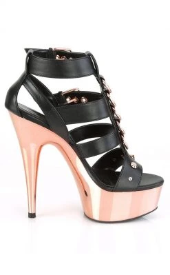 Pleaser DELIGHT-658 Black & Rose Gold Chrome Heels Pole Shoes 11 Pleaser DELIGHT-658 Black & Rose Gold Chrome Heels Pole Shoes