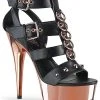 Pleaser DELIGHT-658 Black & Rose Gold Chrome Heels Pole Shoes