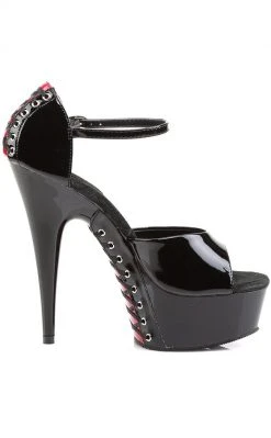 Pleaser DELIGHT-660FH Black-Red Patent Heels