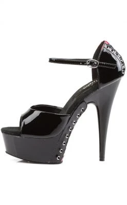 Pleaser DELIGHT-660FH Black-Red Patent Heels
